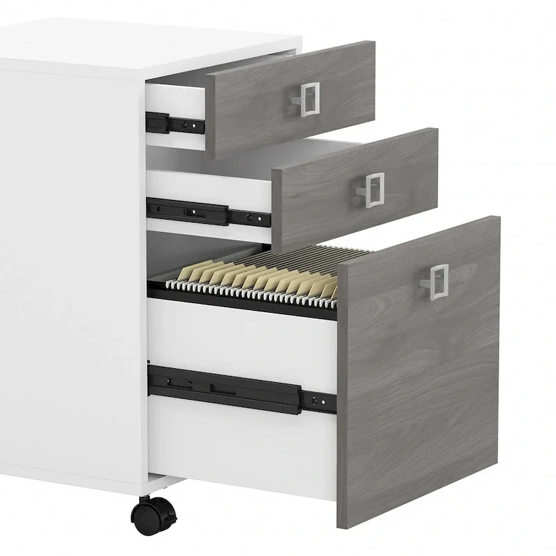 Bureau d'angle Echo avec huche et tiroirs