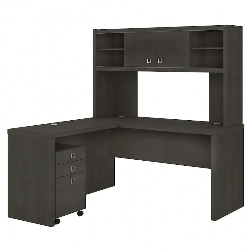 Bureau d'angle Echo avec huche et tiroirs