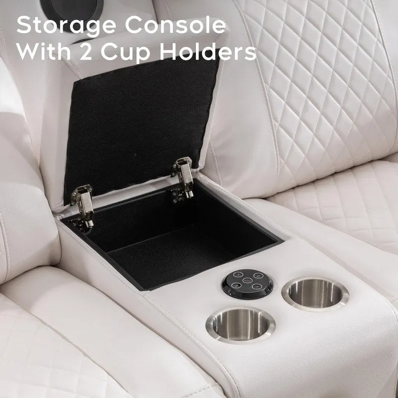 Canapé inclinable électrique avec chargeur sans fil, liseuse, lumière LED pour salon, similicuir, port AC/USB, porte-gobelet, noir