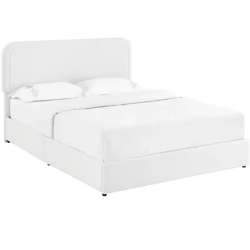 Lit Queen Size Moderne Rembourré en Boucle avec Tiroirs de Rangement