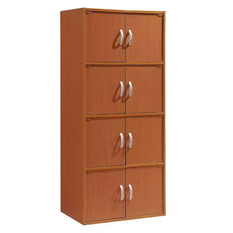 Hodedah HID44 Meuble de rangement multifonctionnel fermé à 8 portes pour la maison et le bureau, finition bois de hêtre