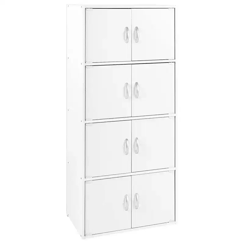 Hodedah HID44 Meuble de rangement multifonctionnel fermé à 8 portes pour la maison et le bureau, finition bois de hêtre