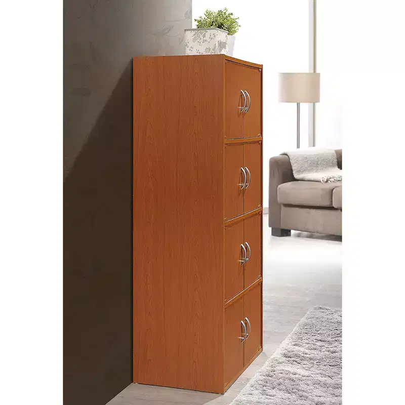 Hodedah HID44 Meuble de rangement multifonctionnel fermé à 8 portes pour la maison et le bureau, finition bois de hêtre