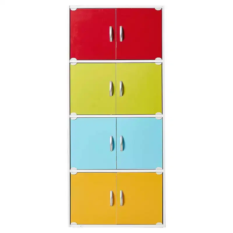 Hodedah HID44 Meuble de rangement multifonctionnel fermé à 8 portes pour la maison et le bureau, finition bois de hêtre