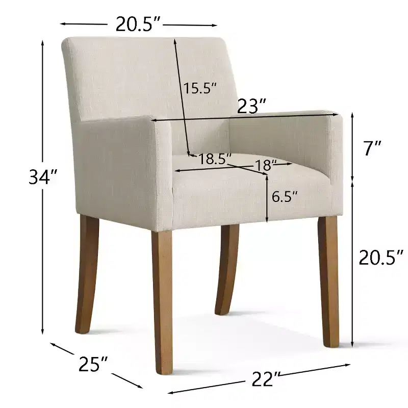 Lot de 6 chaises de salle à manger capitonnées avec accoudoirs, fauteuils modernes en lin avec pieds en bois, chaises d'appoint pour salle à manger, salon – Panipeachy