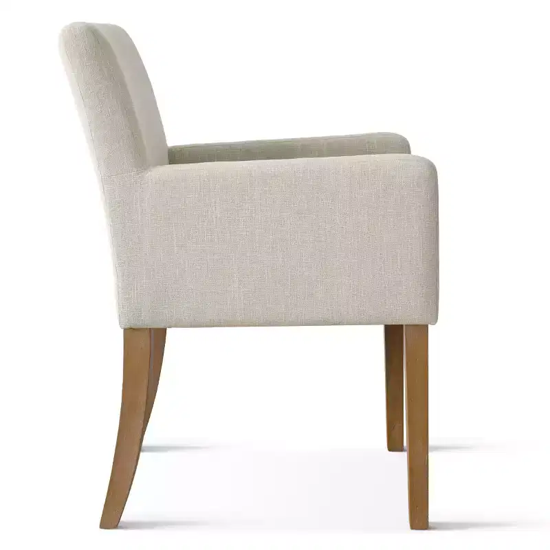 Lot de 6 chaises de salle à manger capitonnées avec accoudoirs, fauteuils modernes en lin avec pieds en bois, chaises d'appoint pour salle à manger, salon – Panipeachy