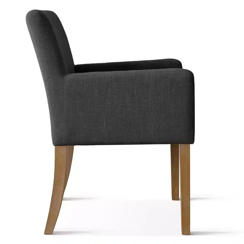 Lot de 6 chaises de salle à manger capitonnées avec accoudoirs, fauteuils modernes en lin avec pieds en bois, chaises d'appoint pour salle à manger, salon – Panipeachy
