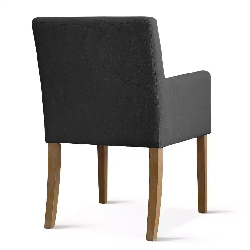 Lot de 6 chaises de salle à manger capitonnées avec accoudoirs, fauteuils modernes en lin avec pieds en bois, chaises d'appoint pour salle à manger, salon – Panipeachy