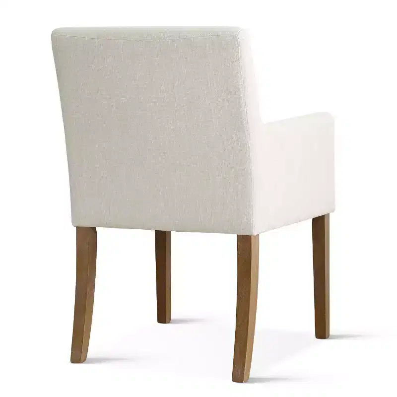 Lot de 6 chaises de salle à manger capitonnées avec accoudoirs, fauteuils modernes en lin avec pieds en bois, chaises d'appoint pour salle à manger, salon – Panipeachy