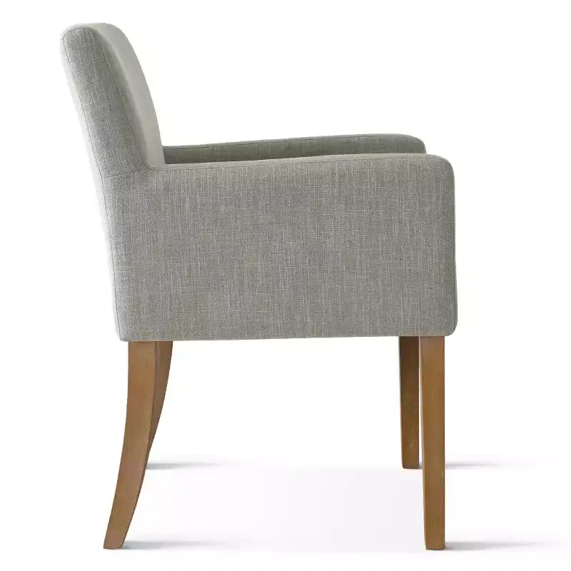 Lot de 6 chaises de salle à manger capitonnées avec accoudoirs, fauteuils modernes en lin avec pieds en bois, chaises d'appoint pour salle à manger, salon – Panipeachy