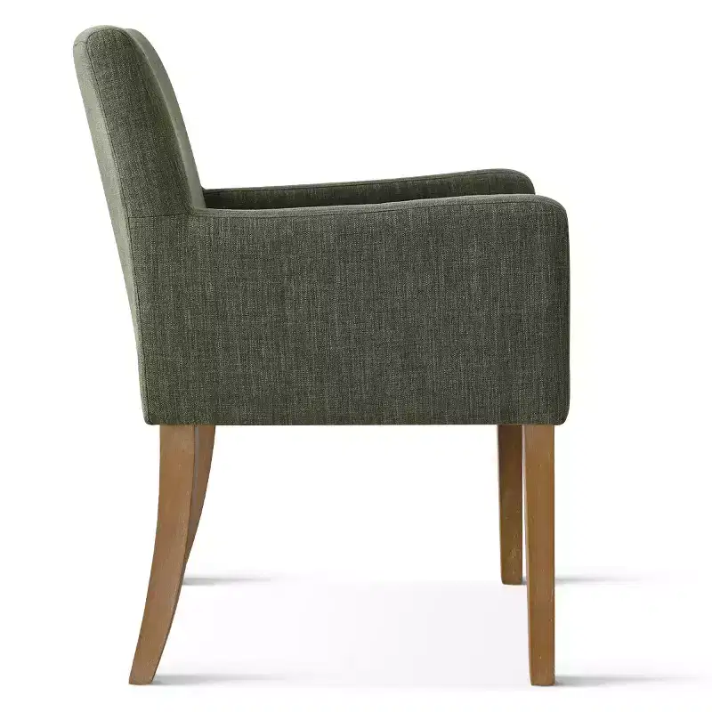 Lot de 6 chaises de salle à manger capitonnées avec accoudoirs, fauteuils modernes en lin avec pieds en bois, chaises d'appoint pour salle à manger, salon – Panipeachy