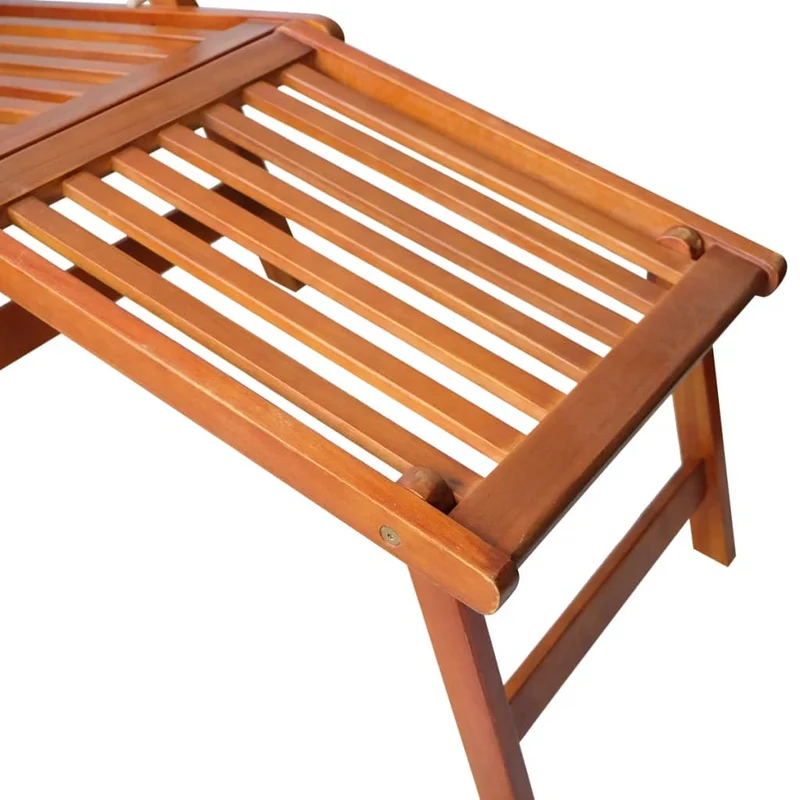 Transat chaise longue bain de soleil lit de jardin terrasse meuble d'extérieur avec repose-pied et coussin acacia solide 02_0012580