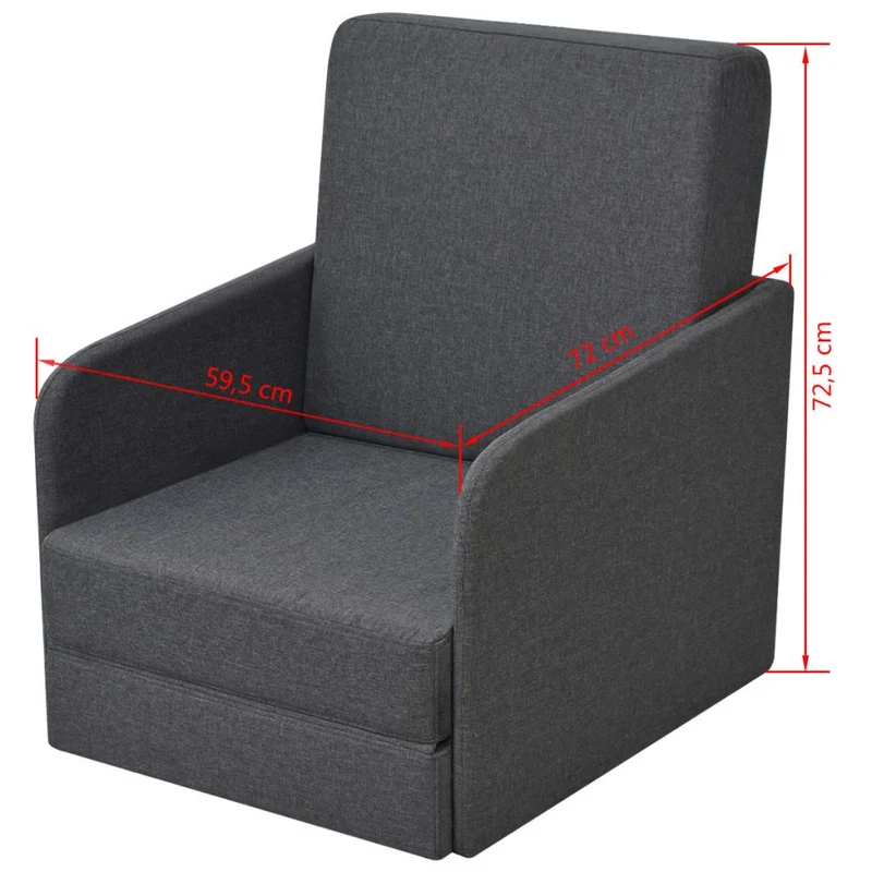 Fauteuil chaise siège lounge design club sofa salon " convertible 595 x 72 x 725 cm tissu gris foncé 1102089/3