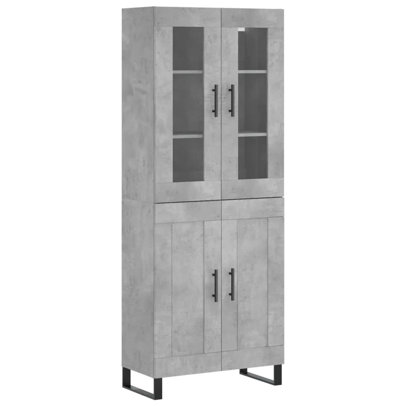 Buffet bahut commode armoire meuble de rangement organisateur cuisine salle de séjour salon haut 69,5 x 34 x 180 cm bois d'ingénierie gris 02_0034569