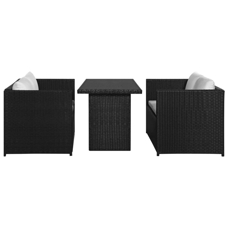 Salon de jardin meuble d'extérieur ensemble de mobilier 3 pièces avec coussins résine tressée noir 02_0016008
