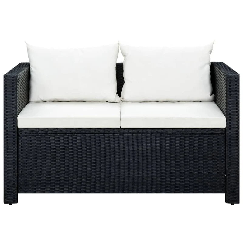 Salon de jardin meuble d'extérieur ensemble de mobilier 3 pièces avec coussins résine tressée noir 02_0016008