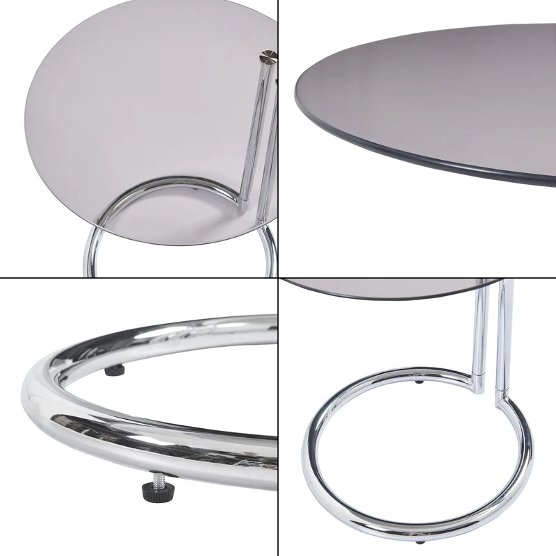 Table d'appoint verre trempé 46 x 45 cm verre bronze chrome 03_0010978