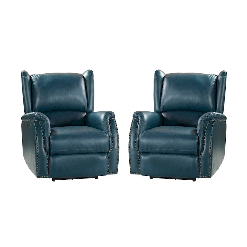 Fauteuil inclinable électrique Eduardo en cuir véritable avec port USB (ensemble de 2)