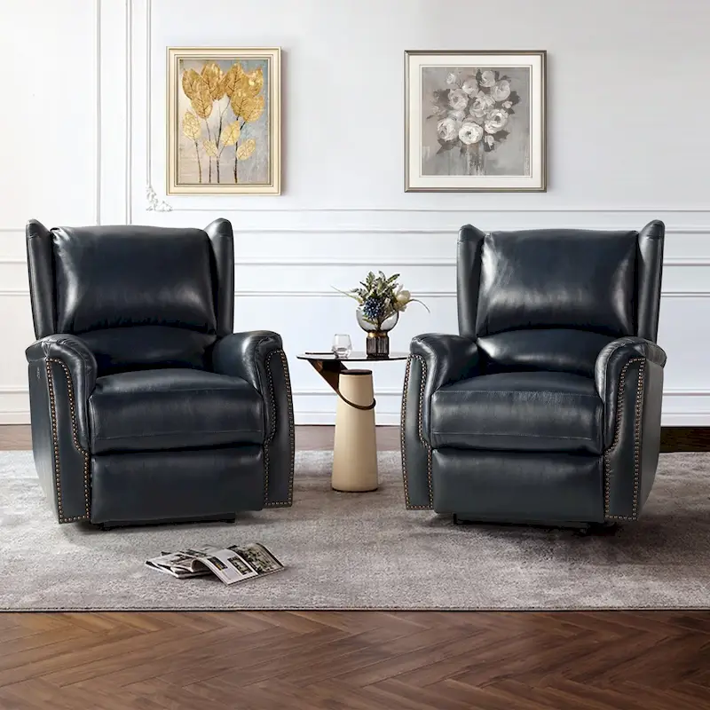 Fauteuil inclinable électrique Eduardo en cuir véritable avec port USB (ensemble de 2)