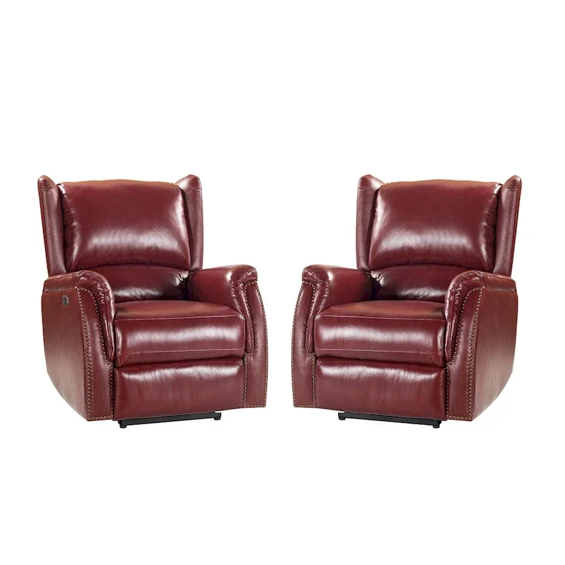 Fauteuil inclinable électrique Eduardo en cuir véritable avec port USB (ensemble de 2)