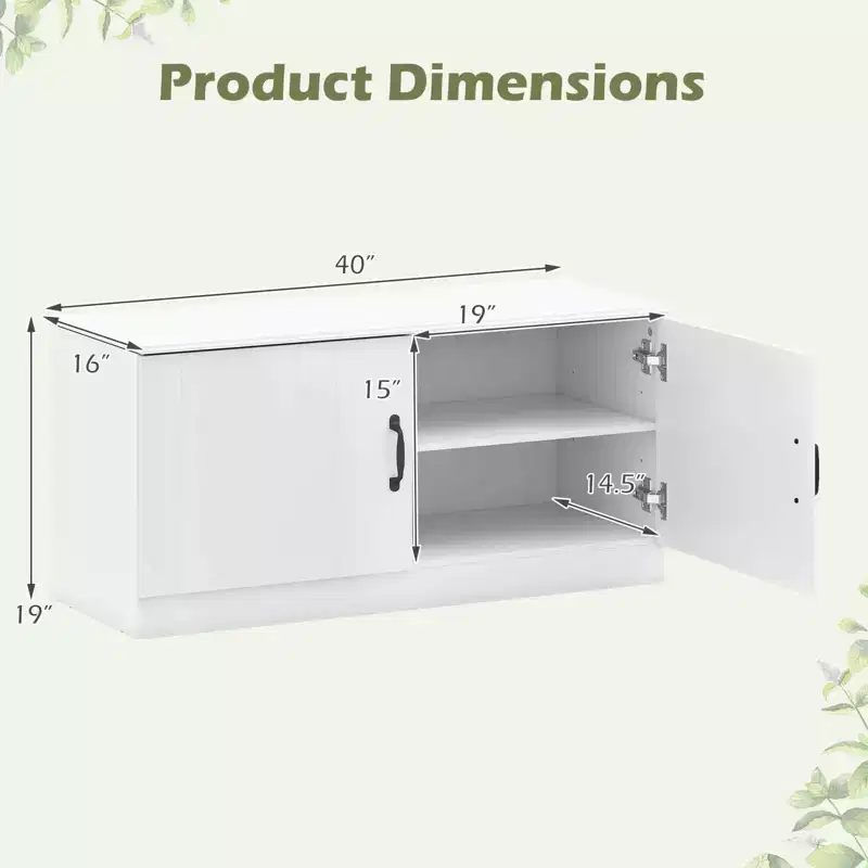 Banc à chaussures 2 portes avec étagères réglables et espace de rangement caché Naturel + Blanc/Blanc