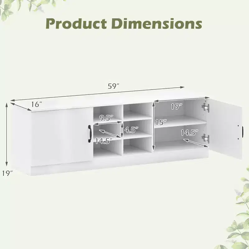 Banc à chaussures 2 portes avec étagères réglables et espace de rangement caché Naturel + Blanc/Blanc