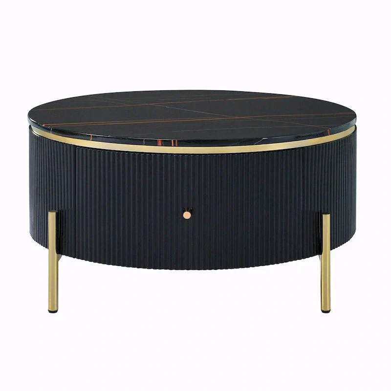 Table basse ronde moderne de 31,5 po avec grand tiroir de rangement