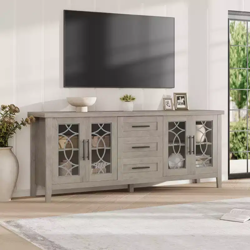 Meuble TV avec tiroirs de rangement, Meuble TV, Table console TV pour salon/chambre à coucher, Armoire de rangement