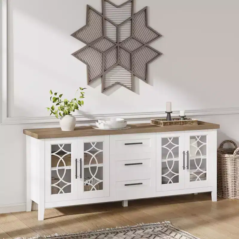 Meuble TV avec tiroirs de rangement, Meuble TV, Table console TV pour salon/chambre à coucher, Armoire de rangement