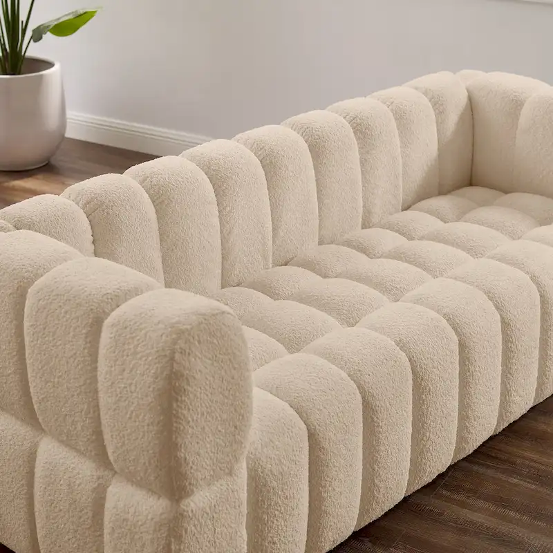 Canapé 85 Moderne en Tissu Gaufre, Canapé Confortable et Décontracté