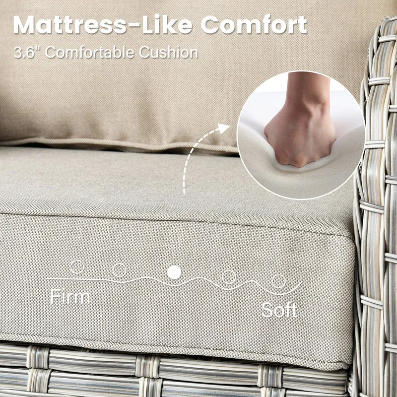 Ensemble de 9 chaises pivotantes en osier d'extérieur OVIOS avec table brasero