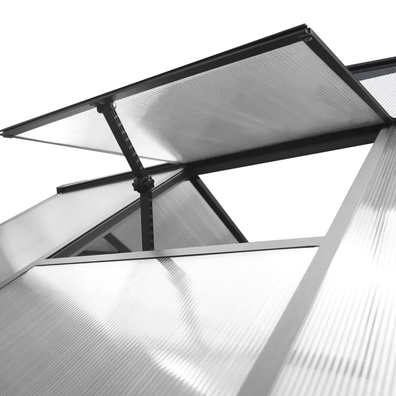 Serre de jardin aluminium VEIKOUS avec évent de toit réglable et porte verrouillable Grise