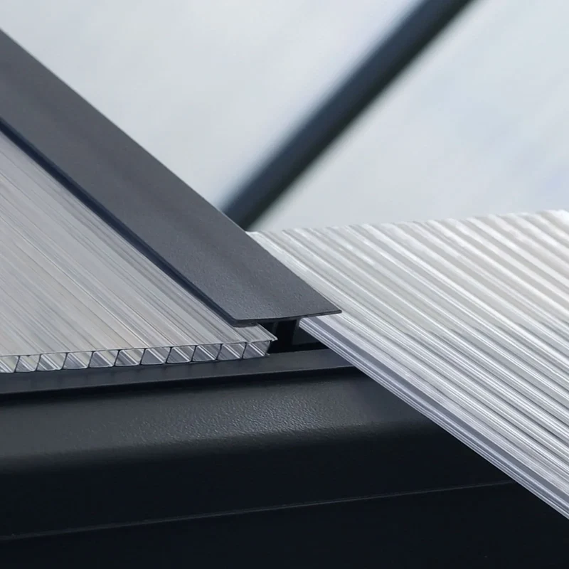 Serre de jardin aluminium VEIKOUS avec évent de toit réglable et porte verrouillable Grise