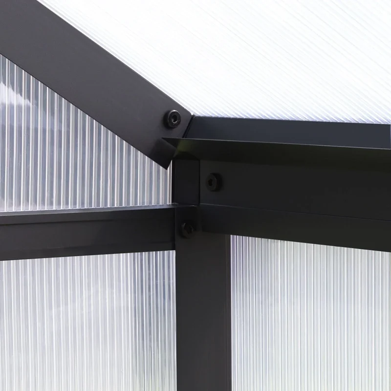 Serre de jardin aluminium VEIKOUS avec évent de toit réglable et porte verrouillable Grise