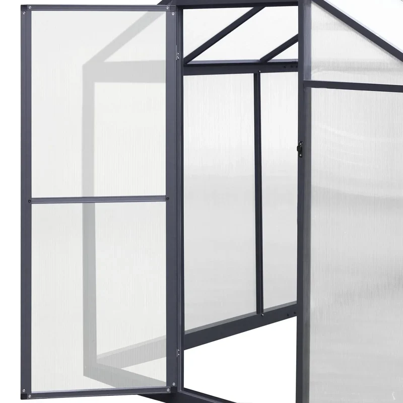 Serre de jardin aluminium VEIKOUS avec évent de toit réglable et porte verrouillable Grise