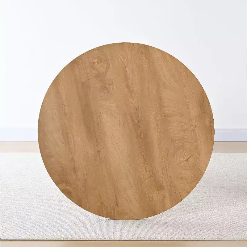 Table à manger ronde moderne avec piédestal, finition grain de bois, petite table de cuisine/table basse pour appartement, salle à manger et salon-Panipeachy