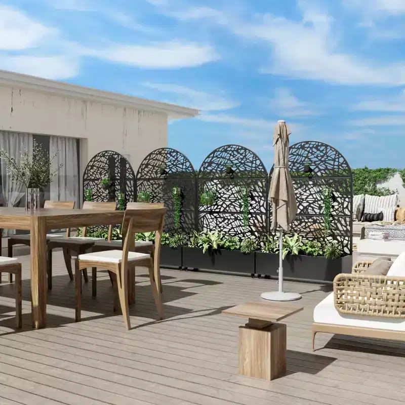MAYEERTY 72x47 Jardinière arquée en fer noir avec treillis, ensemble de 3 pièces pour décoration de jardin, terrasse et balcon