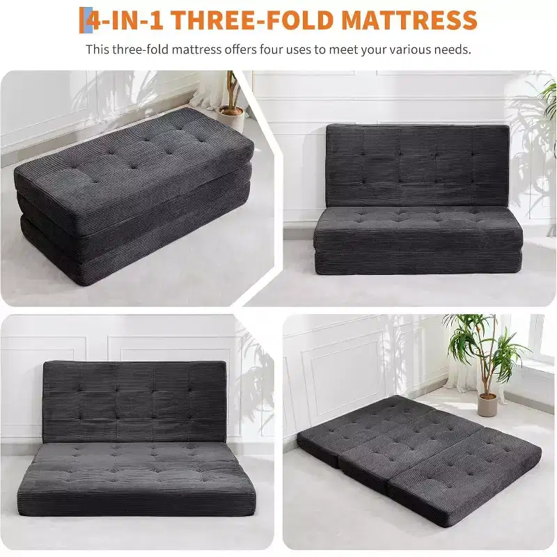 Canapé-lit pliable en mousse à mémoire de forme 39x75 - Matelas capitonné de 6 pouces