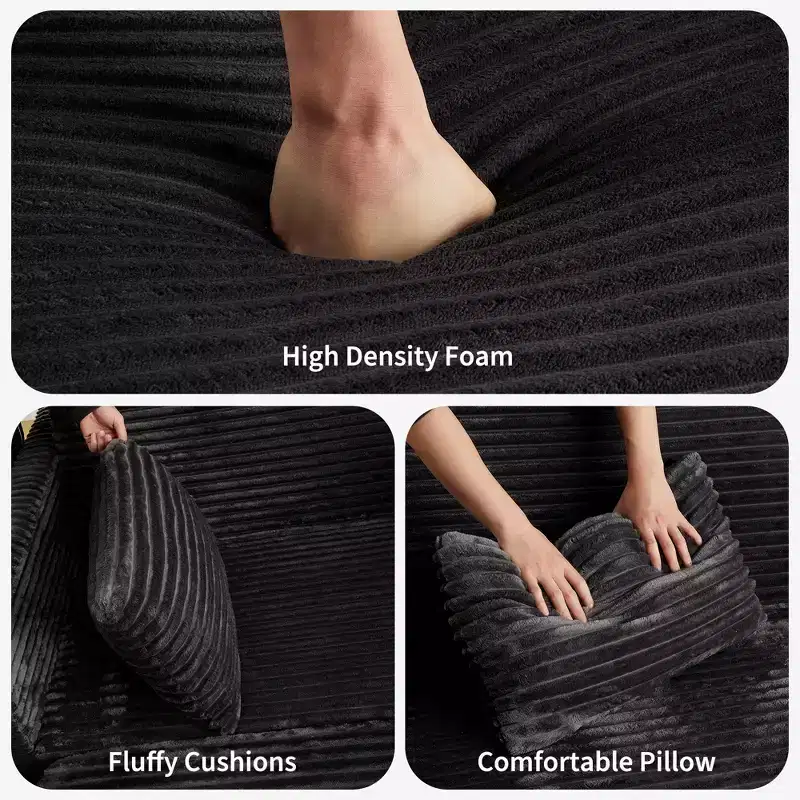 Canapé-lit convertible 55 pouces avec repose-pieds escamotable et dossier réglable, canapé peu encombrant pour petits appartements