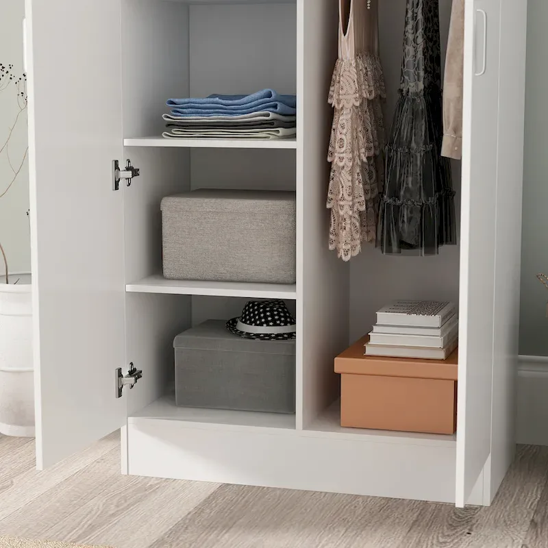 Armoire de chambre autonome à 2 portes avec tringle à vêtements