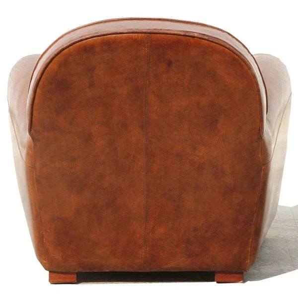 Fauteuil Club Paris en Cuir Véritable Pasargad Home, Marron