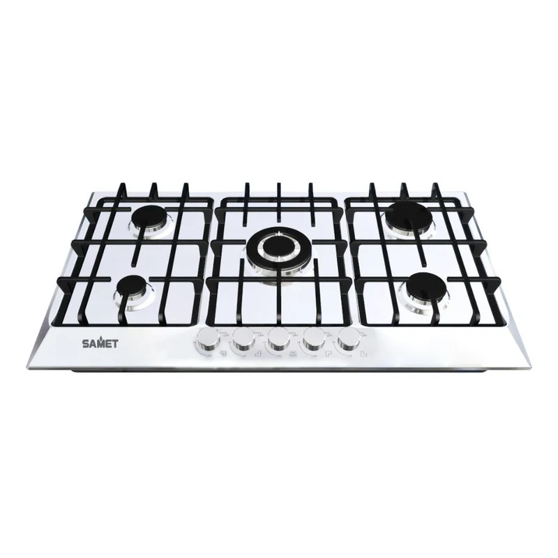 Piano cottura 5 fuochi gas ghisa in acciaio inox Apollo90 Samet