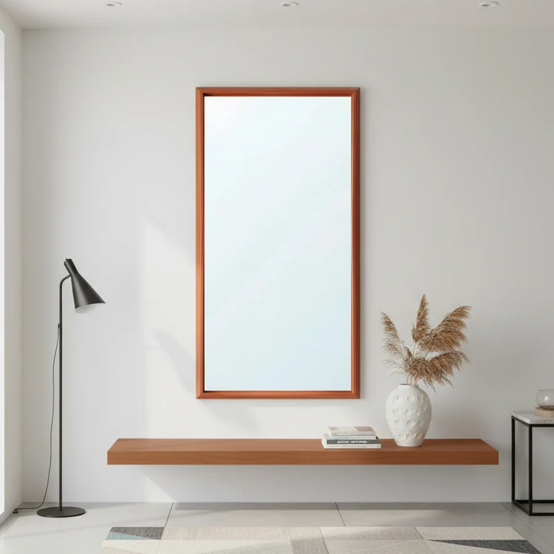 Specchiera rettangolare con cornice sintesi ciliegio 127x65 cm. SP49