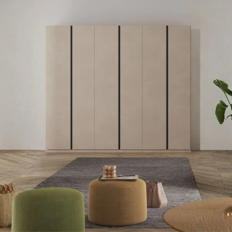 Armadio 6 ante battenti colore cashmere 275 cm con maniglie antracite Londra