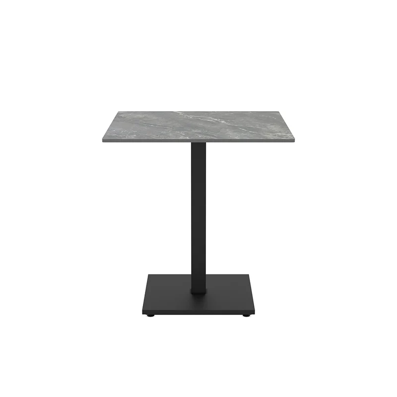 Tavolo quadrato 80x80 con piano in ceramica effetto marmo grigio e struttura nera set 2 pz Elora