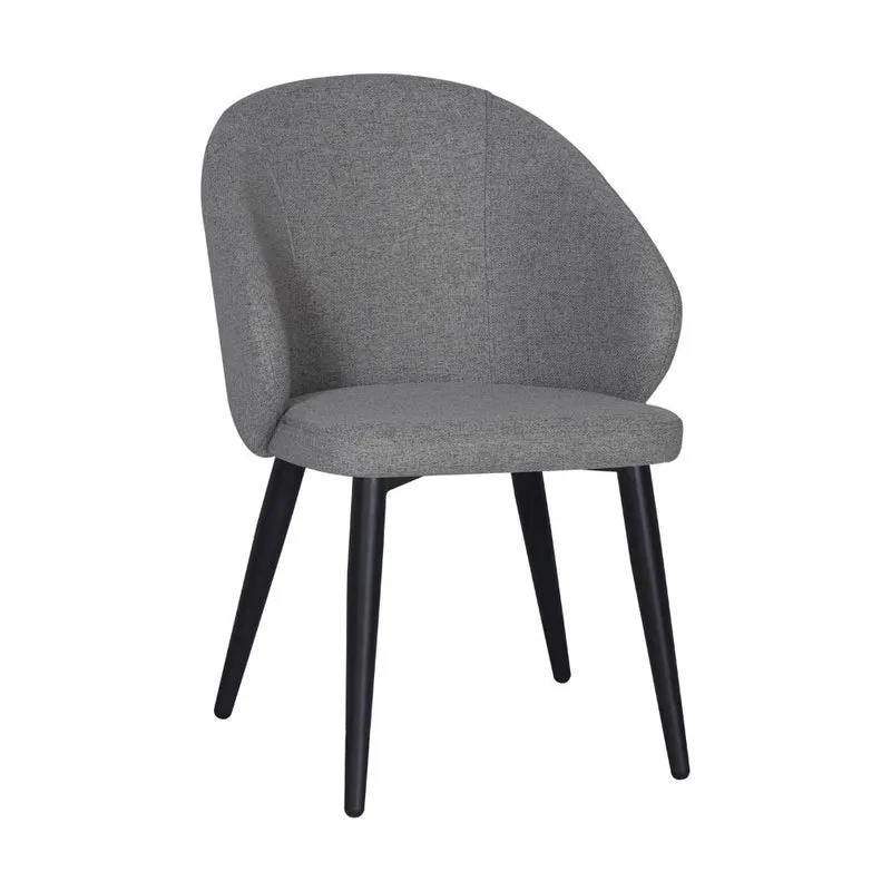 Set 2 sedie imbottite in tessuto grigio cenere con gambe nere Patya