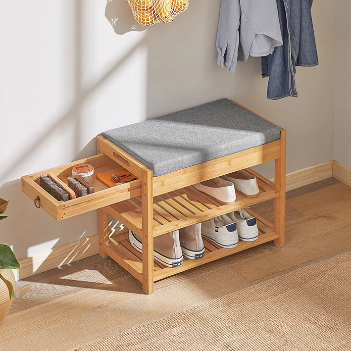 SoBuy | Schuhbank | Sitzbank mit Schuhregal | Breit 55cm Bambus | FSR49-N