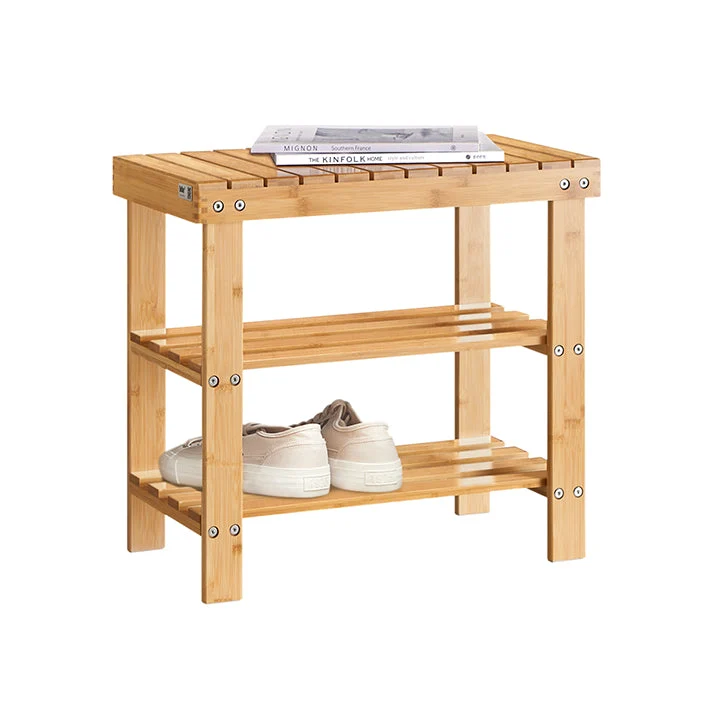 SoBuy | Schuhregal | Sitzbank schmal | Breit 50cm Bambus | FSR02-K-N