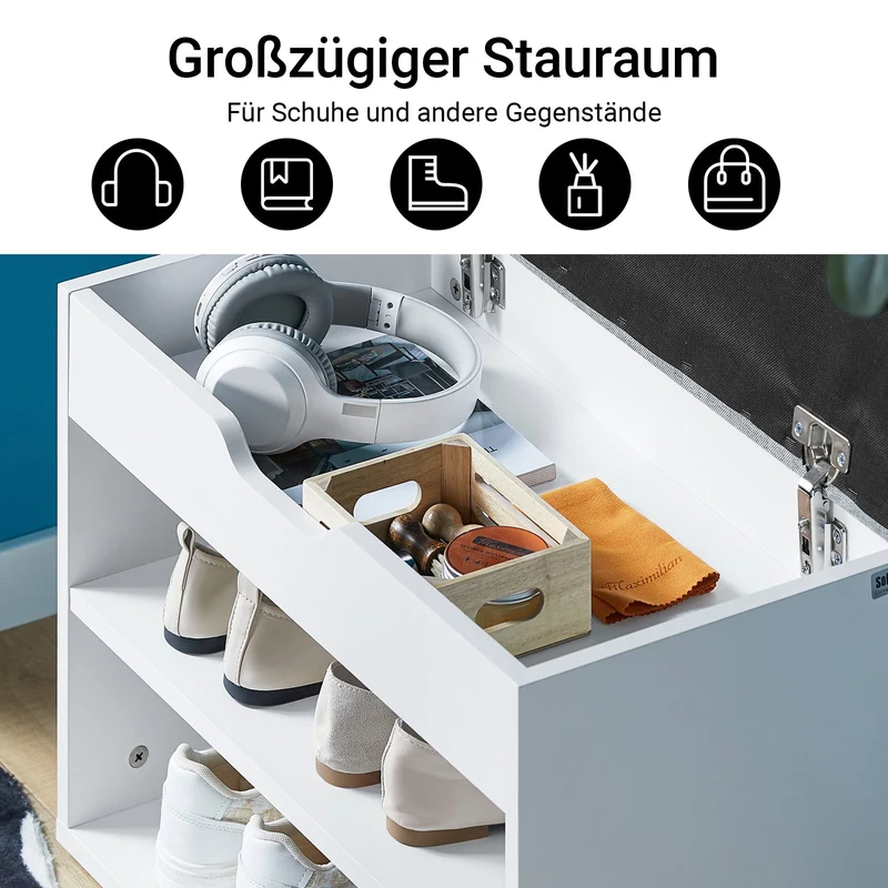 SoBuy | Schuhbank mit Sitzfläche | Schuhregal | Schuhschrank Hellgrau | FSR25-HG