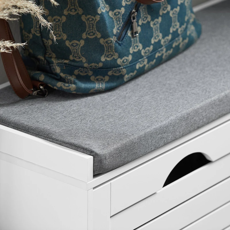 SoBuy | Schuhkipper | Schuhbank mit Schuhfach | Landhausstil Weiß | FSR62-II-W